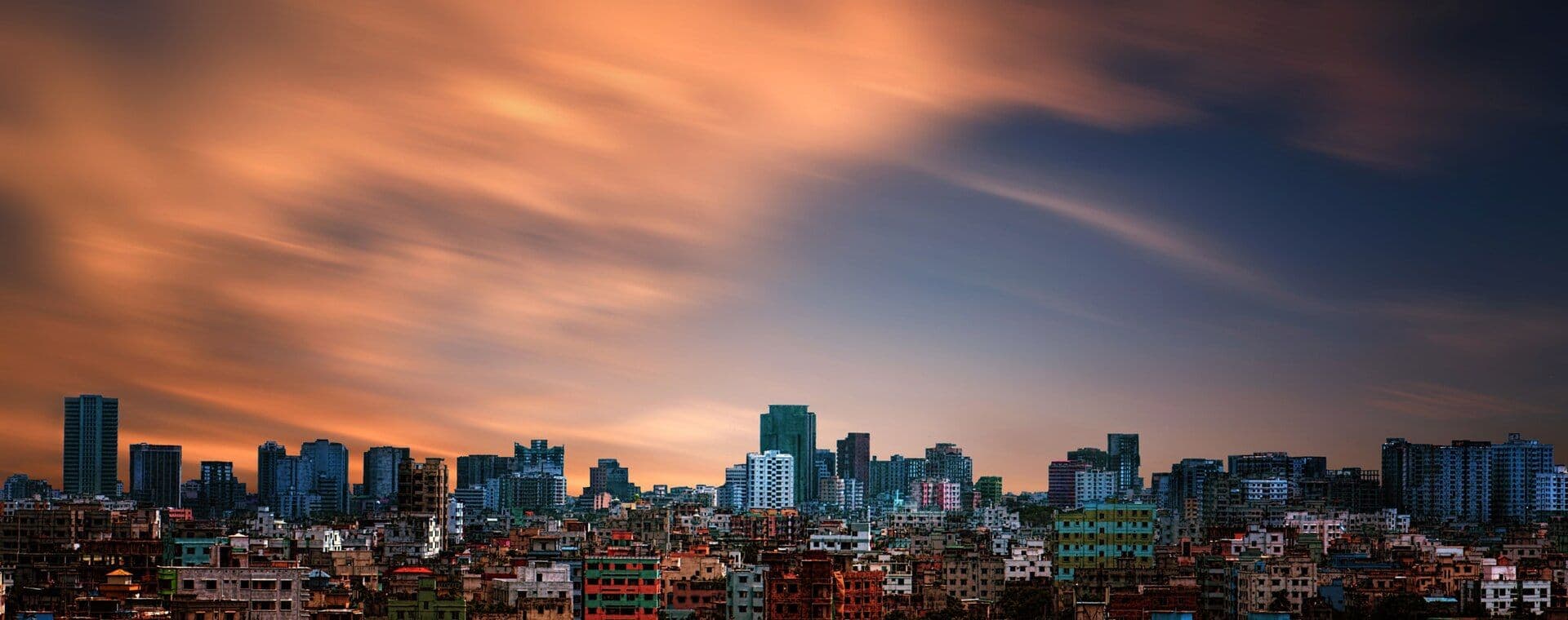 Dhaka skyline at dusk